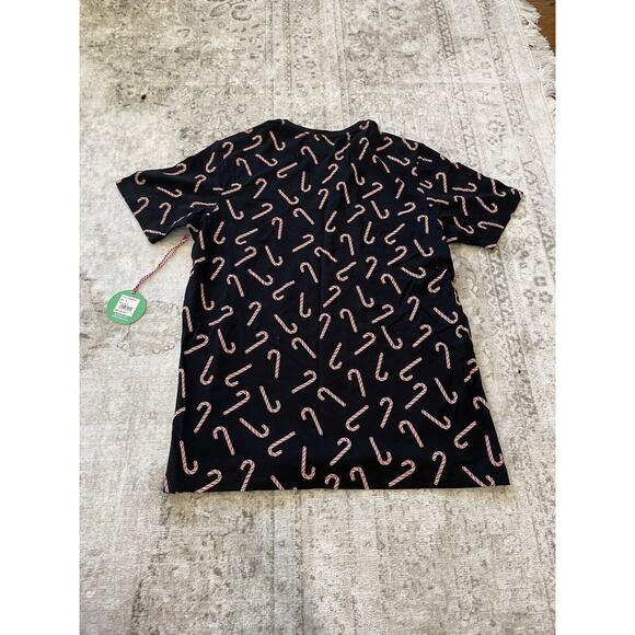 FREE PLANET Black W/Red & White Candy Canes Shirt. Size M. MSRP $38 NWT - Picture 4 of 4